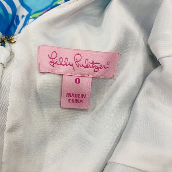 LILLY PULITZER 0 Roswell Fit & Flare Swing Dress Striped Floral Silk Resort:Read - Picture 10 of 16